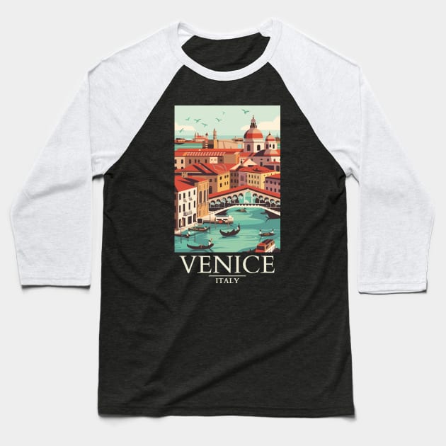 A Vintage Travel Art of Venice - Italy Baseball T-Shirt by goodoldvintage